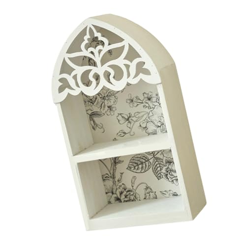 ZYHARUKO Präzise geschnitztes Wandregal aus Holz, schwebendes Regal für Heimdekoration, geheimnisvolles inspiriertes mehrschichtiges Design, Kristall-Display, präziser Schnitt, dekoratives Regal von ZYHARUKO