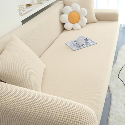 ZYHBBGXFC-XM 1 2 3 4 5 Sitzer Sofabezug Luxus Dicker Samt Möbelschutz Einfarbig Couchbezug Stretch Liegestuhlbezug(Beige,1-seat 90-140cm) von ZYHBBGXFC-XM