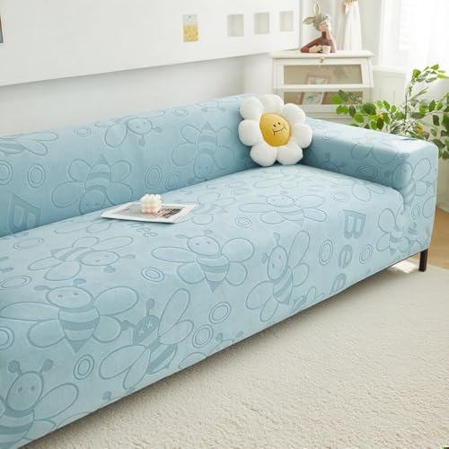 ZYHBBGXFC-XM 1 2 3 4 5 Sitzer Sofabezug Luxus Dicker Samt Möbelschutz Einfarbig Couchbezug Stretch Liegestuhlbezug(Blue,2-seat 145-185cm) von ZYHBBGXFC-XM