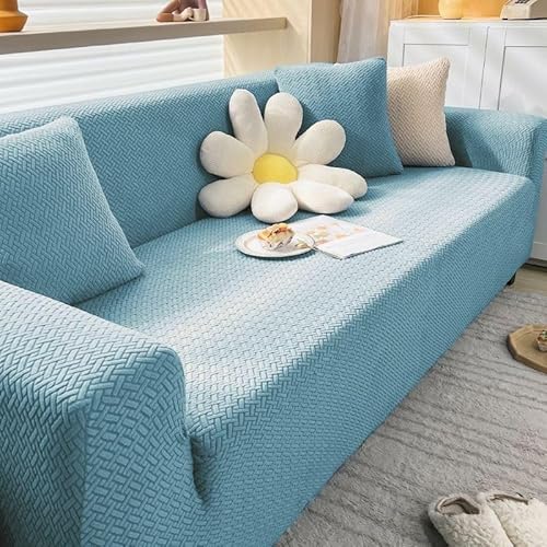 ZYHBBGXFC-XM 1 2 3 4 5 Sitzer Sofabezug Luxus Dicker Samt Möbelschutz Einfarbig Couchbezug Stretch Liegestuhlbezug(Blue,4-seat 235-300cm) von ZYHBBGXFC-XM