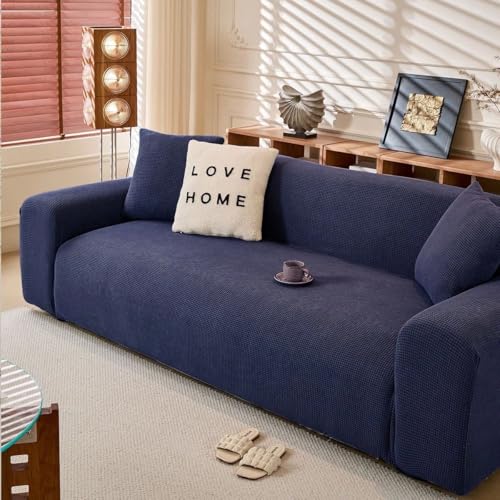 ZYHBBGXFC-XM 1 2 3 4 5 Sitzer Sofabezug Luxus Dicker Samt Möbelschutz Einfarbig Couchbezug Stretch Liegestuhlbezug(Blue,5-seat 305-350cm) von ZYHBBGXFC-XM