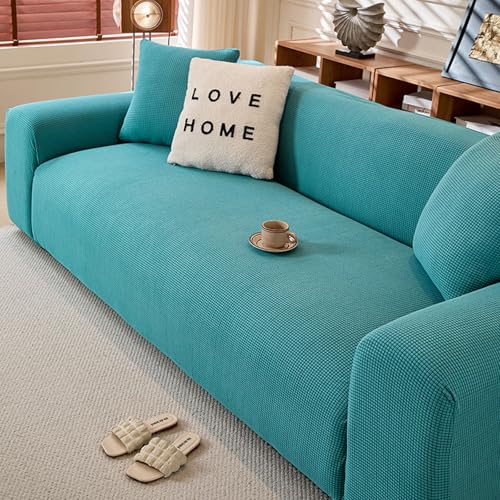 ZYHBBGXFC-XM 1 2 3 4 5 Sitzer Sofabezug Luxus Dicker Samt Möbelschutz Einfarbig Couchbezug Stretch Liegestuhlbezug(Blue,5-seat 305-350cm) von ZYHBBGXFC-XM