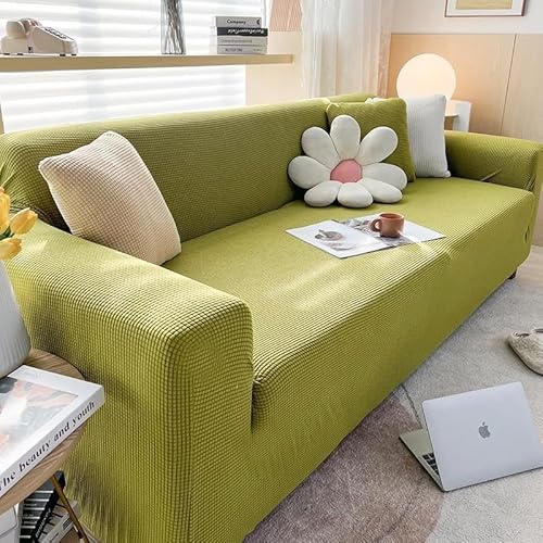 ZYHBBGXFC-XM 1 2 3 4 5 Sitzer Sofabezug Luxus Dicker Samt Möbelschutz Einfarbig Couchbezug Stretch Liegestuhlbezug(Green,3-seat 190-230cm) von ZYHBBGXFC-XM