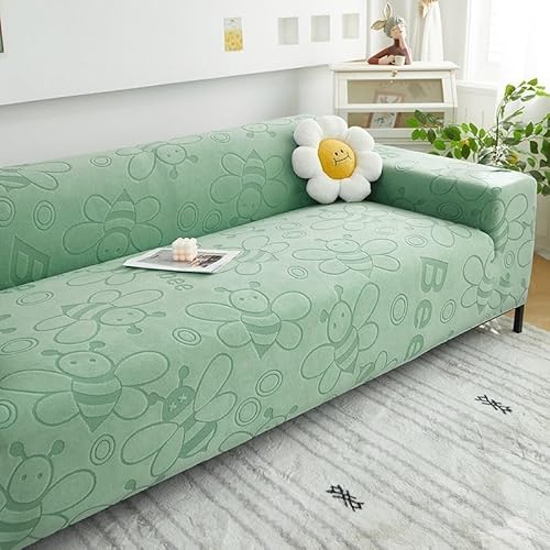 ZYHBBGXFC-XM 1 2 3 4 5 Sitzer Sofabezug Luxus Dicker Samt Möbelschutz Einfarbig Couchbezug Stretch Liegestuhlbezug(Green,5-seat 305-350cm) von ZYHBBGXFC-XM