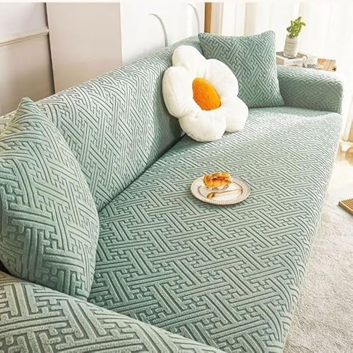 ZYHBBGXFC-XM 1 2 3 4 5 Sitzer Sofabezug Luxus Dicker Samt Möbelschutz Einfarbig Couchbezug Stretch Liegestuhlbezug(Green,5-seat 305-350cm) von ZYHBBGXFC-XM