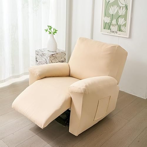 ZYHBBGXFC-XM Dehnbarer Relaxsesselbezug for 1/2/3 Personen, rutschfeste Sofahusse, geeignet for alle Jahreszeiten, for Elektro und Leder, mit Seitentasche(Beige,2Seats) von ZYHBBGXFC-XM