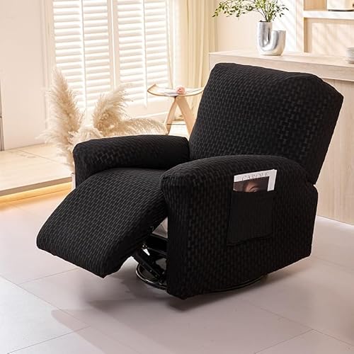 ZYHBBGXFC-XM Dehnbarer Relaxsesselbezug for 1/2/3 Personen, rutschfeste Sofahusse, geeignet for alle Jahreszeiten, for Elektro und Leder, mit Seitentasche(Black,2Seats) von ZYHBBGXFC-XM
