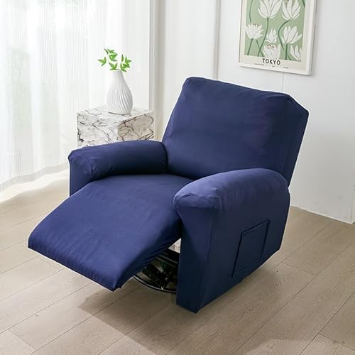 ZYHBBGXFC-XM Dehnbarer Relaxsesselbezug for 1/2/3 Personen, rutschfeste Sofahusse, geeignet for alle Jahreszeiten, for Elektro und Leder, mit Seitentasche(Blue,3Seats) von ZYHBBGXFC-XM