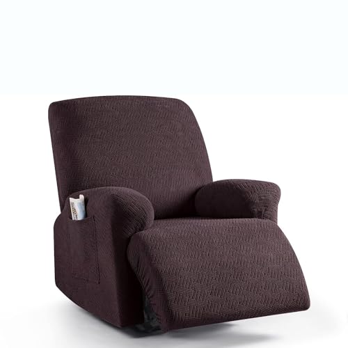 ZYHBBGXFC-XM Dehnbarer Relaxsesselbezug for 1/2/3 Personen, rutschfeste Sofahusse, geeignet for alle Jahreszeiten, for Elektro und Leder, mit Seitentasche(Brown,1Seat) von ZYHBBGXFC-XM
