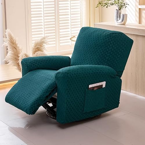 ZYHBBGXFC-XM Dehnbarer Relaxsesselbezug for 1/2/3 Personen, rutschfeste Sofahusse, geeignet for alle Jahreszeiten, for Elektro und Leder, mit Seitentasche(Green,3Seats) von ZYHBBGXFC-XM