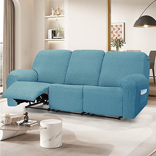 ZYHBBGXFC-XM Elastischer Relaxsesselbezug, 1/2/3-Sitzer, Dickes Spandex, rutschfest, for Alle Jahreszeiten Geeignet, for Elektrische Und Manuelle Relaxsessel(Blue,2Seats) von ZYHBBGXFC-XM