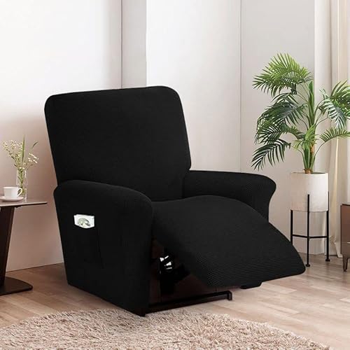 ZYHBBGXFC-XM Hochelastischer Spandex-Sofabezug, geeignet for 1/2/3-Sitzer, mit Anti-Rutsch, for alle Jahreszeiten geeignet, Möbelschutzbezug, waschbar(Black,1Seat) von ZYHBBGXFC-XM