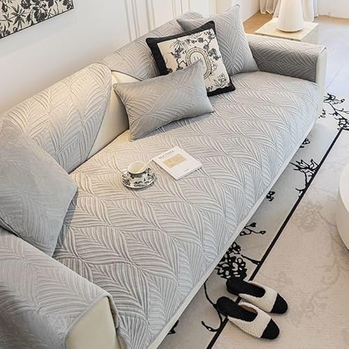 ZYHBBGXFC-XM Luxuriöser Sofabezug aus Kunstfell – Dicker, plüschiger, Rutschfester Sofaschutz, weicher, zotteliger Möbelbezug for Kinder, Haustiere, einfarbig(Gray,70 * 70cm/28 * 28in) von ZYHBBGXFC-XM
