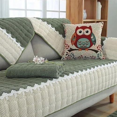 ZYHBBGXFC-XM Luxuriöser Sofabezug aus Kunstfell – Dicker, plüschiger, Rutschfester Sofaschutz, weicher, zotteliger Möbelbezug for Kinder, Haustiere, einfarbig(Green,70 * 70cm/28 * 28in) von ZYHBBGXFC-XM