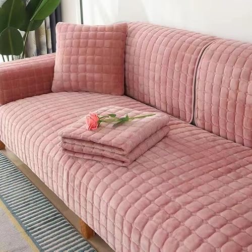 ZYHBBGXFC-XM Luxuriöser Sofabezug aus Kunstfell – Dicker, plüschiger, Rutschfester Sofaschutz, weicher, zotteliger Möbelbezug for Kinder, Haustiere, einfarbig(Pink,70 * 180cm/28 * 71in) von ZYHBBGXFC-XM