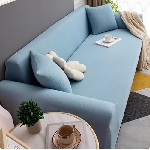 ZYHBBGXFC-XM Luxuriöser Sofabezug aus Samt, Stretch-Möbelschutz for 1–5 Sitzer, einfarbig, Dicker Couchbezug for Wohnzimmer, Liegestuhlbezug(Light Blue,1-seat 90-140cm) von ZYHBBGXFC-XM