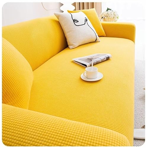 ZYHBBGXFC-XM Luxuriöser Sofabezug aus Samt, Stretch-Möbelschutz for 1–5 Sitzer, einfarbig, Dicker Couchbezug for Wohnzimmer, Liegestuhlbezug(Yellow,3-seat 190-230cm) von ZYHBBGXFC-XM