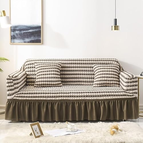 ZYHBBGXFC-XM Luxuriöser Sofabezug aus Samt, Stretch-Möbelschutz for 1–5 Sitzer, einfarbig, Dicker Sofabezug for Wohnzimmer, Bezug for Liegestühle(Brown,4 Seater(235-300cm)) von ZYHBBGXFC-XM