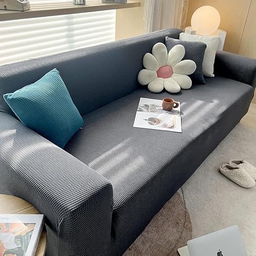 ZYHBBGXFC-XM Luxuriöser Sofabezug aus Samt, Stretch-Möbelschutz for 1–5 Sitzer, einfarbig, Dicker Sofabezug for Wohnzimmer, Bezug for Liegestühle(Gray,5 Seater(305-360cm)) von ZYHBBGXFC-XM