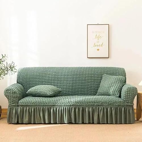 ZYHBBGXFC-XM Luxuriöser Sofabezug aus Samt, Stretch-Möbelschutz for 1–5 Sitzer, einfarbig, Dicker Sofabezug for Wohnzimmer, Bezug for Liegestühle(Green,4 Seater(235-300cm)) von ZYHBBGXFC-XM