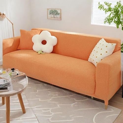 ZYHBBGXFC-XM Luxuriöser Sofabezug aus Samt, Stretch-Möbelschutz for 1–5 Sitzer, einfarbig, Dicker Sofabezug for Wohnzimmer, Bezug for Liegestühle(Orange,1 Seater(90-140cm)) von ZYHBBGXFC-XM