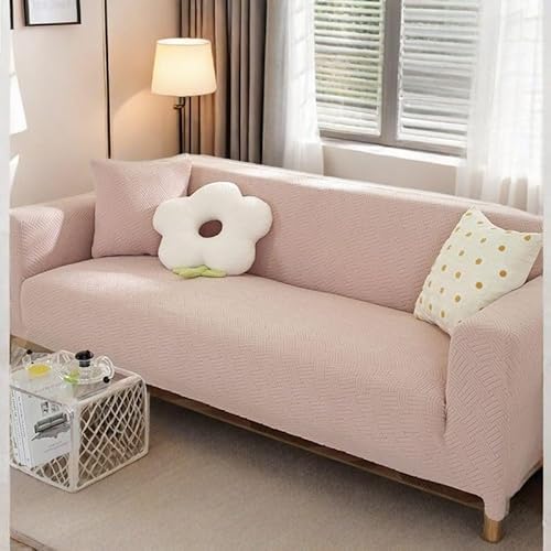 ZYHBBGXFC-XM Luxuriöser Sofabezug aus Samt, Stretch-Möbelschutz for 1–5 Sitzer, einfarbig, Dicker Sofabezug for Wohnzimmer, Bezug for Liegestühle(Pink,1 Seater(90-140cm)) von ZYHBBGXFC-XM