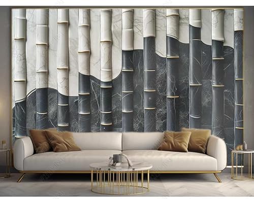 Fototapete 3d effekt tapete Moderne Schwarz-Weiß-Tastatur Bambus Vlies Tapeten Wandtapete Wohnzimmer Schlafzimmer Wand Dekoration Moderne 250CM(B)*175CM(H) von ZYHFDC