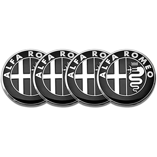 ZYHHDP 4 X Reifen & Felgen Radnabenkappen Emblem-Aufkleber Aufkleber, füR Alfa Romeo Giulietta 159 147 156 Giulia Stelvio 56mm Staubdichtes Styling-ZubehöR von ZYHHDP
