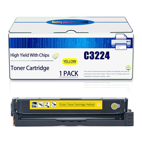 ZYHJZ C3224 Tonerkartusche C3210K0 C3210C0 C3210M0 C3210Y0 Toner (mit Chip), kompatibles Tonerkartuschenset als Ersatz für Lexmark C3326 MC3224 MC3326 C3224dw Drucker,Y-1500Pages von ZYHJZ