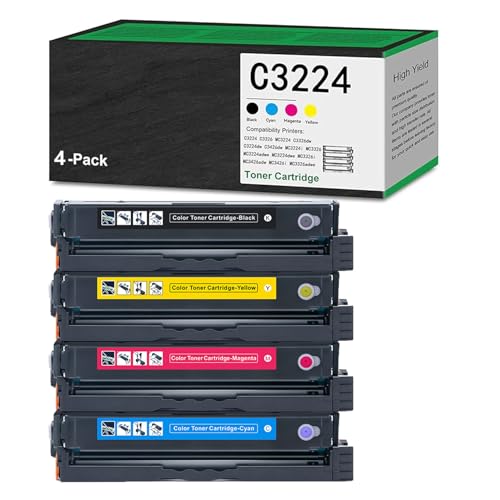 ZYHJZ C3224 Tonerkartuschen-Set (BK/C/M/Y) C3210K0 C3210C0 C3210M0 C3210Y0 Kompatibel für Lexmark C3224 MC3326 C3326 C3426 MC3224 Drucker (mit Chip),Set-1500Pages von ZYHJZ