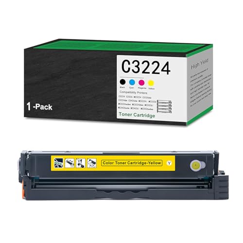 ZYHJZ C3224 Tonerkartuschen-Set (BK/C/M/Y) C3210K0 C3210C0 C3210M0 C3210Y0 Kompatibel für Lexmark C3224 MC3326 C3326 C3426 MC3224 Drucker (mit Chip),Y-1500Pages von ZYHJZ