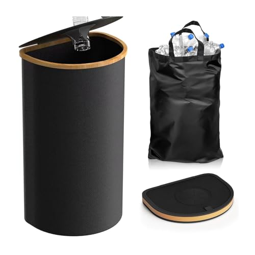 ZYHJZ Recyclingbehälter für die Küche zu Hause, separate Recycling-Müllsäcke, 100 l Recycling-Müllsortier-Organizer mit Innenbeuteln, wiederverwendbarer Flaschensammelbehälter,Black von ZYHJZ