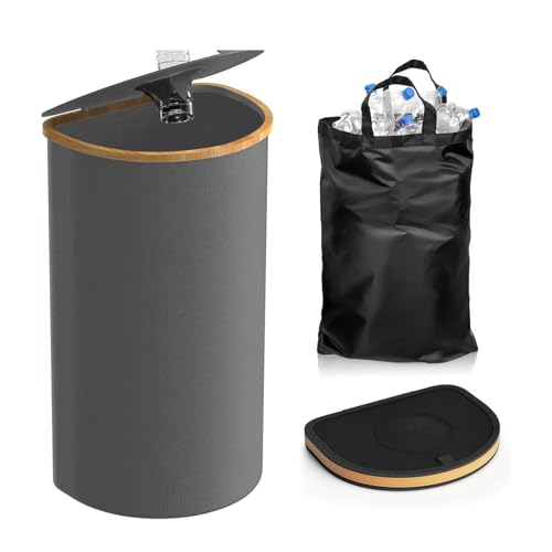 ZYHJZ Recyclingbehälter für die Küche zu Hause, separate Recycling-Müllsäcke, 100 l Recycling-Müllsortier-Organizer mit Innenbeuteln, wiederverwendbarer Flaschensammelbehälter,Grey von ZYHJZ