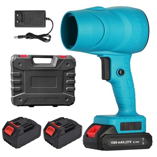 Mini-Turbo-Jet-Ventilator, Turbo-Jet-Bläser, Handgeführter Laubbläser mit 21 V 15000 MAh Akku (2X Lithium-Ionen-Akku)(Blue) von ZYHNNKL