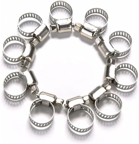 ZYHNYTAO 10 Stück Edelstahl-Antriebsschlauchschelle, verstellbare Kraftstoffleitungsrohr-Schneckengetriebe-Clip-Klemme, Rohrverbinder, 8 mm Federclip, 10 Stück von ZYHNYTAO