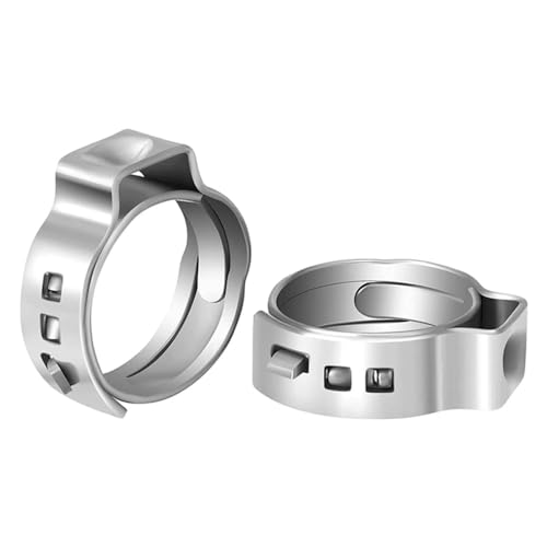 ZYHNYTAO 50 STK Einohr-Schlauchschelle 304 Edelstahl Einohr-Schlauchschellen Stufenlos 5,3-42 mm Cinch-Klemmringe Abdichtung von Schlaucharten von ZYHNYTAO