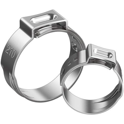 ZYHNYTAO 50 Stück Schlauchschellen Einzelohr Stufenlos 4,7-23,5 mm 304 Edelstahl Schlauchschellen Cinch-Klemmringe für Abdichten von Schlaucharten von ZYHNYTAO