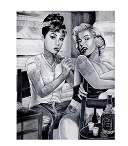 ZYHSB Marilyn Monroe Audrey Hepburn Leinwand Malerei Tätowiert Rauchen Frauen Poster Wand Wohnkultur 18X12Inch Kw398Ym von ZYHSB