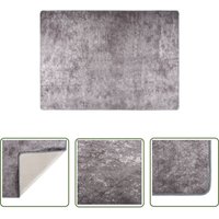 The Living Store Teppich Waschbar Grau 120x180 cm Rutschfest - Samt Teppich - Wohnzimmer Teppich - Flur Teppich - Grauer Teppich - Digital Bedruckter von ZYIFAN