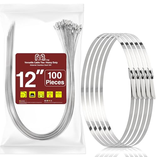 100 Stück Edelstahl Kabelbinder Lang aus Metall Kabelbinder 300x4,6 mm Kabelbinder Metall Rostfrei mit Tragfähigkeit 122 kg Stainless Steel Cable Tie Verwendung für Fester Zaun und Markise von ZYIMING