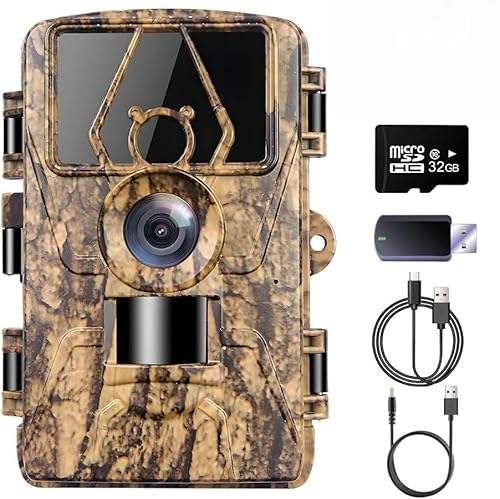ZYJDGNNY 8K Wildlife Camera, 60MP Full HD Wildlife Camera with Motion Sensor, Night Vision, Observation Monitors with 32G TF Card, 0.1s Trigger Time, IP67 Waterproof, Time-Lapse, Animal von ZYJDGNNY