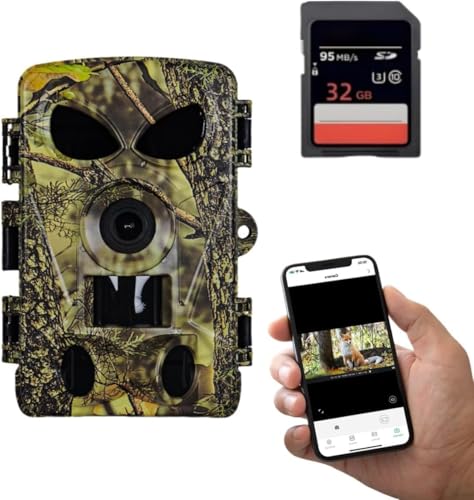 ZYJDGNNY Wildkamera WLAN 5K 60MP mit 32GB Speicherkarte, Nachtsicht, 0.05s Auslöser, IP67 Wasserdicht, 100ft 130° Weitwinkel, 45 Infrarot-LEDs ZYJDGNNY Wildkamera WLAN 5K 60MP mit 32GB Speicherkarte, Nachtsicht, 0.05s Auslöser, IP67 Wasserdicht, 100ft 130° Weitwinkel, 45 Infrarot-LEDs von ZYJDGNNY