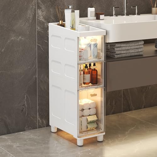 Badezimmerschrank Mit Aufbewahrung Für Toilettenpapier, 7 Und 9 Zoll Breit, Schmaler, Hoher Bodenschrank Mit Durchsichtigen Kunststoffschubladen, Rollen Für (Size:3 Tier,Color:Transparent White -18cm) Badezimmerschrank Mit Aufbewahrung Für Toilettenpapier, 7 Und 9 Zoll Breit, Schmaler, Hoher Bodenschrank Mit Durchsichtigen Kunststoffschubladen, Rollen Für (Size:3 Tier,Color:Transparent White -18cm) von ZYJIX