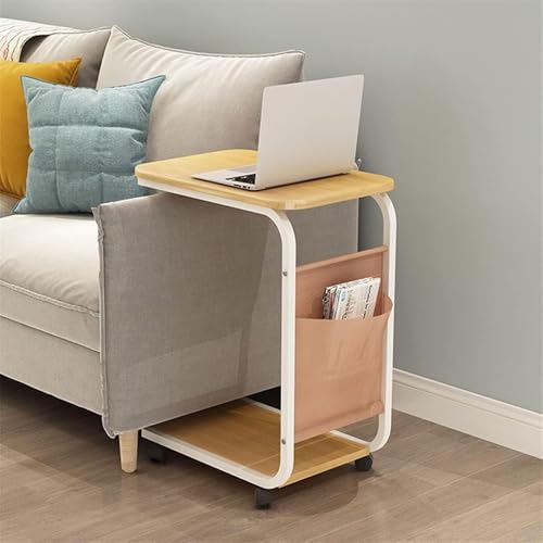ZYJIX C -geformter Laptop -Tisch Auf Rädern - über Bettschreibtisch Mit Seitentasche, Mobiles Sofa -beistelltisch Für Snacks Und Laptops, Perfekt Für Die Heim- Oder Büroverwendung(Color:c) von ZYJIX