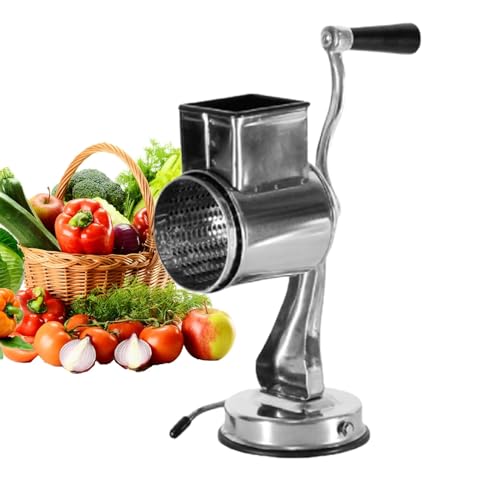 ZYJIX Käsereibe Aus Edelstahl Mit Kurbel – Rotationstrommelreibe Aus Metall Für Die Küche, Multifunktionale Handkartoffelreibe Mit Saugfuß von ZYJIX