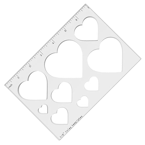 Transparente Acryl-Inlay-Schablone mit Dreiecks- oder Herz-Designs, Fräs-Schablone, Messwerkzeug für multifunktionale Holzbearbeitung von ZYKEJJDDAK