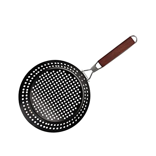 ZYKEJJDDAK Runder Grillkorb mit Holzgriff, faltbare Bratpfanne für Chapati-Gemüse von ZYKEJJDDAK