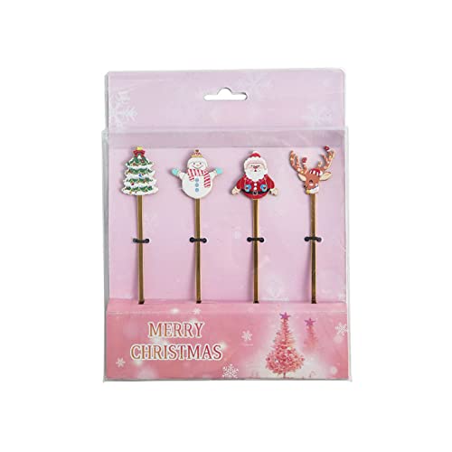 ZYKEJJDDAK Set mit 4 Edelstahl-Kaffeelöffeln mit Weihnachtsmotiven, Edelstahl-Kaffeelöffel, Dessert von ZYKEJJDDAK