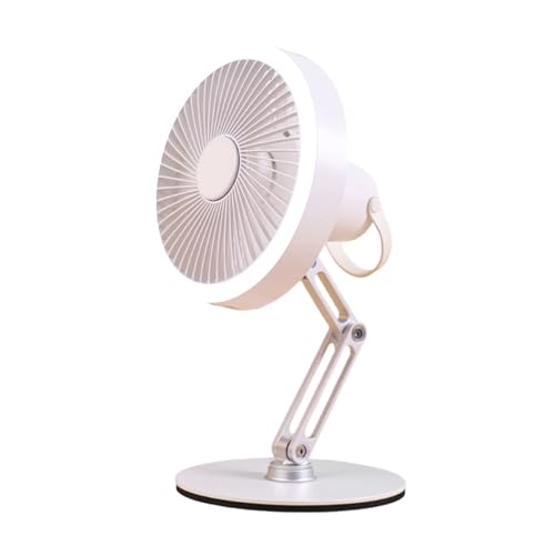 ZYKEJJDDAK Tragbarer, platzsparender, faltbarer Tischventilator, 3 Geschwindigkeiten, USB-aufladbar, Ventilator mit LED-Licht für Computertisch, drehbarer Tischventilator mit LED von ZYKEJJDDAK