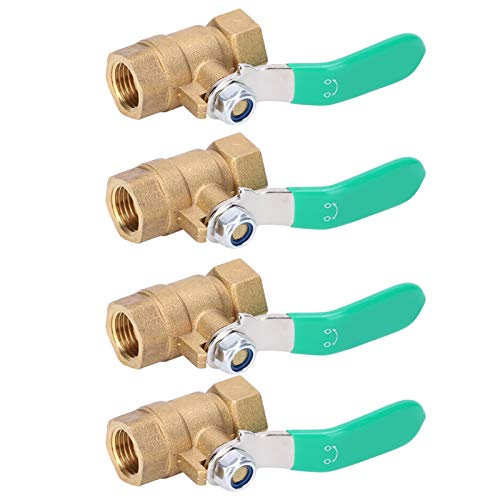 1/4 Inch Brass Ball Valve | Double Female Thread Water Shut Off Switch | Oxidation Withstanding for Plumbing/Gas/Solar Systems | 4 Pack von ZYLARUM